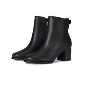 Sperry Black Leather Block Heel Ankle Boots